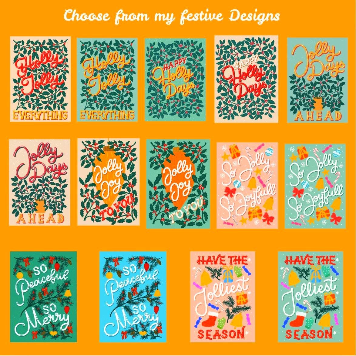 Jolliest Season Christmas Card – Hand-Lettered Festive Greeting (Mint or Blush)