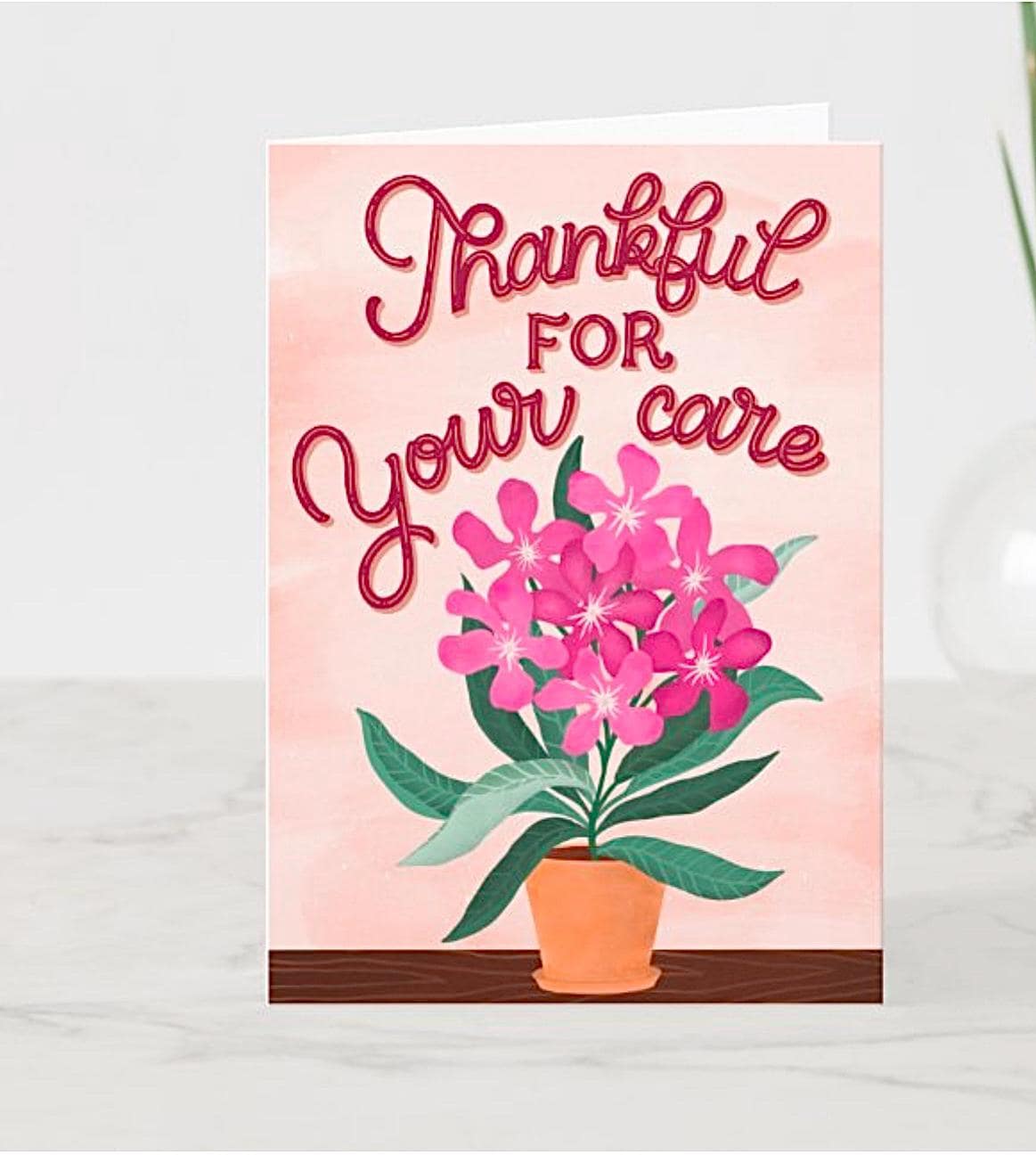 Handmade Thank You Card for Nurse/Doctor – Pink Floral Appreciation Greeting Gift Thankful For Your Care