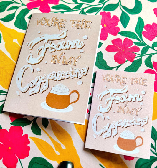 Handmade Funny Coffee Lovers Card – “Foam in My Cappuccino” | Coffee Birthday Gift & Love Note
