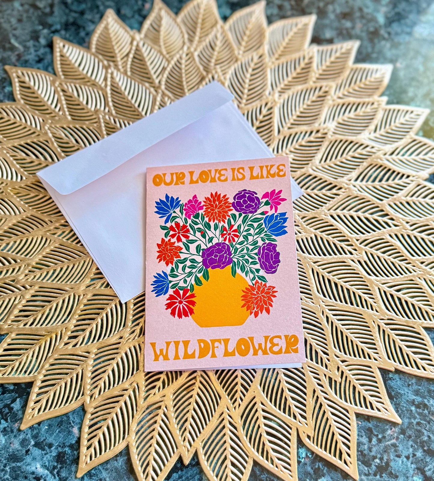 Wildflower Love Card – Handmade “I Love You” Greeting Card Botanical Illustration Colourful Floral Design