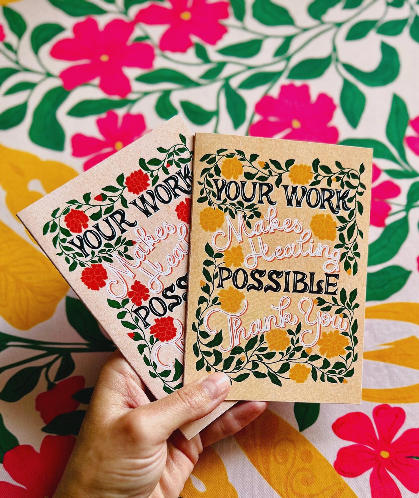 Handmade Thank You Card – Appreciation Quote Floral Greeting Gift for Hospital Staff Healthcare Teams