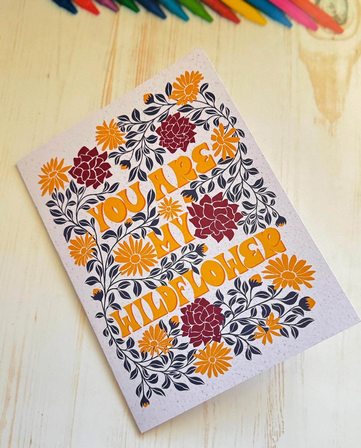 Wildflower Love Card – Romantic Valentine Floral Greeting Gift for Him Her Wife Husband