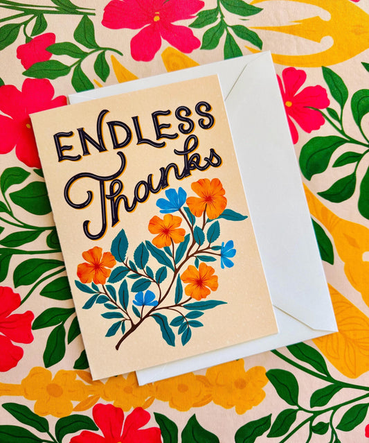 Endless Thanks Gift Card – Floral Thank You Handmade Appreciation Greeting Gift for Him, Her Mom Dad Grandma Grandpa & Friends