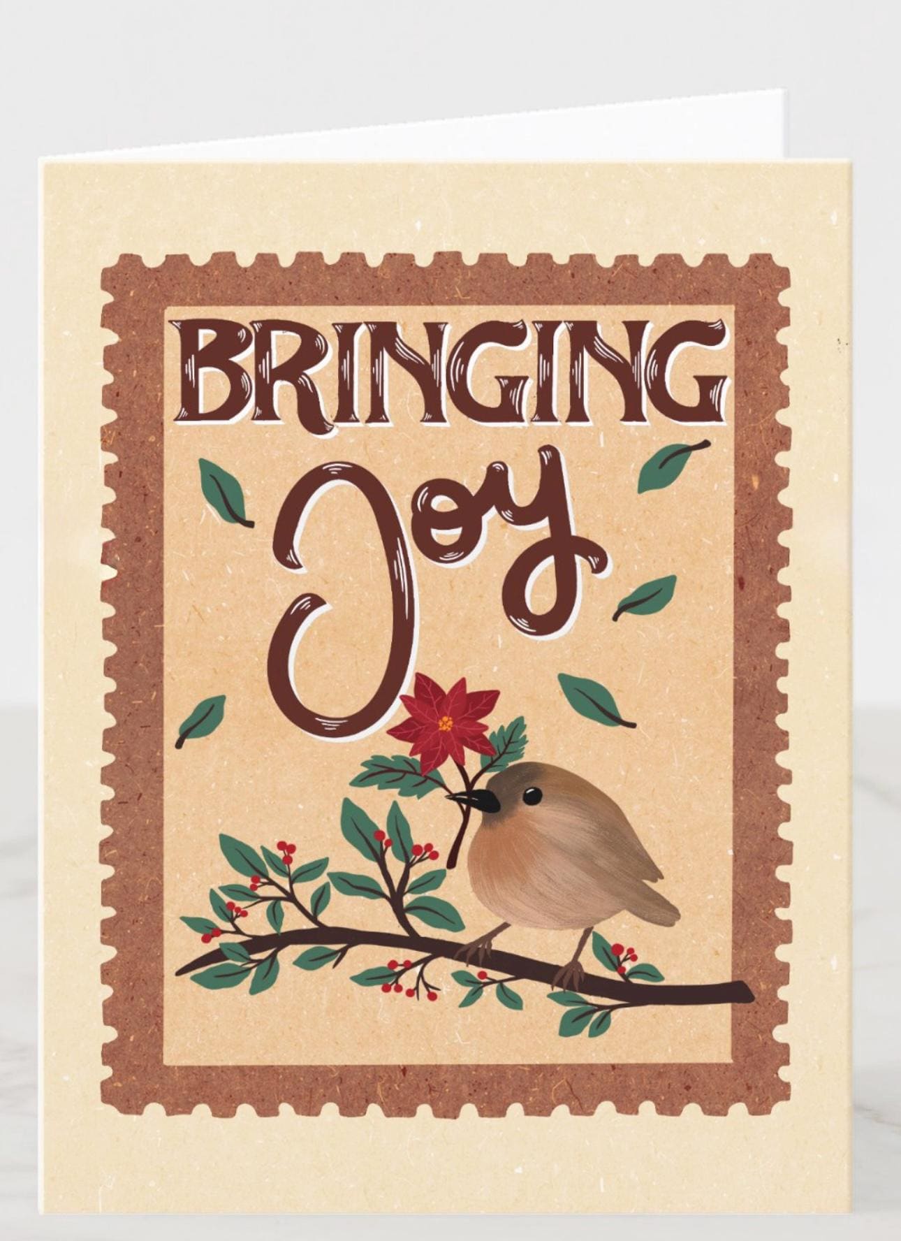 Bringing Joy Nature Card – Handmade Robin Card | Blank Greeting Card for Thinking of You