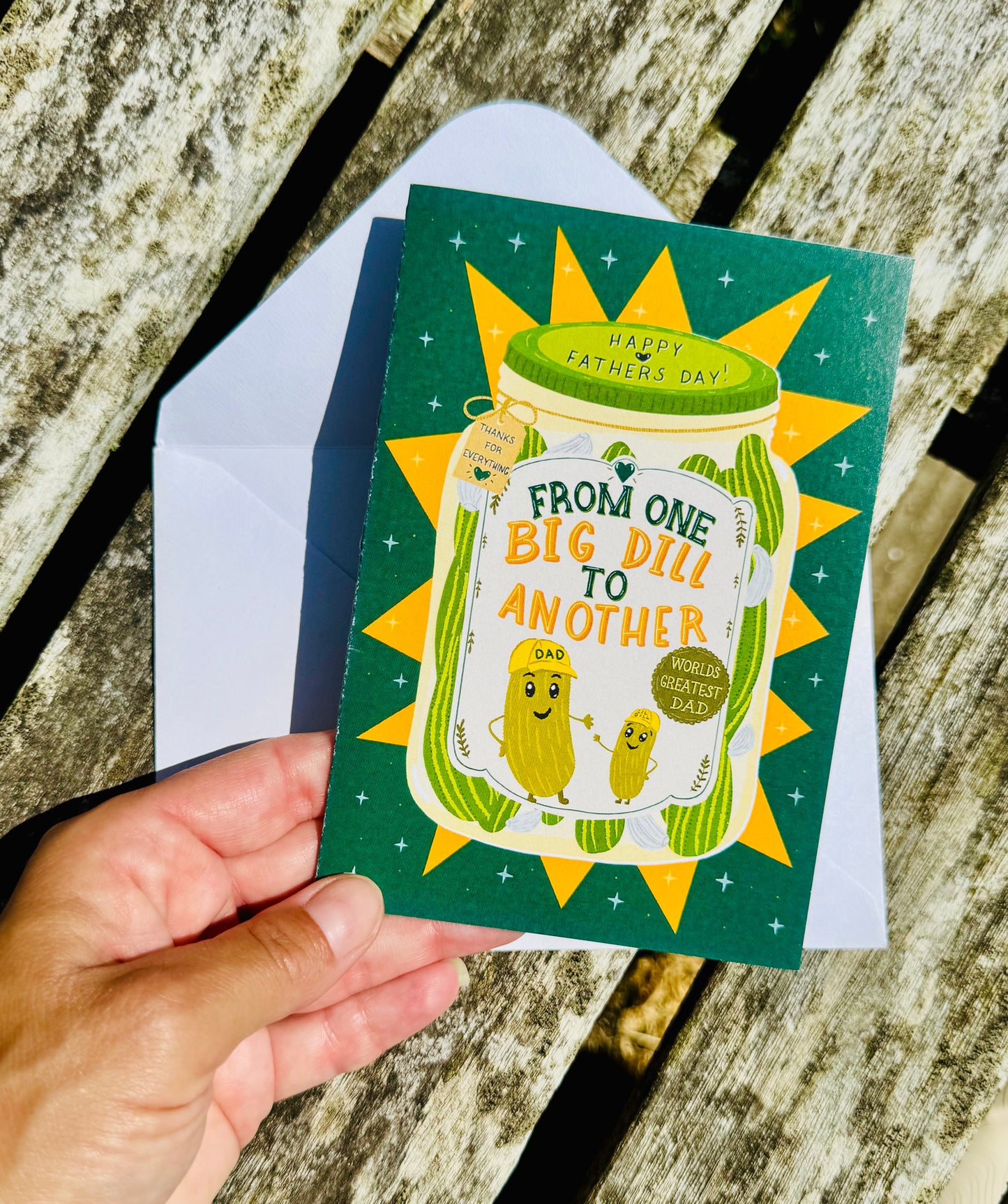 Funny Father's Day Card, Big Dill Card for Dad, Pickle Pun Card, Cute Dad Greeting Card, Blank Inside