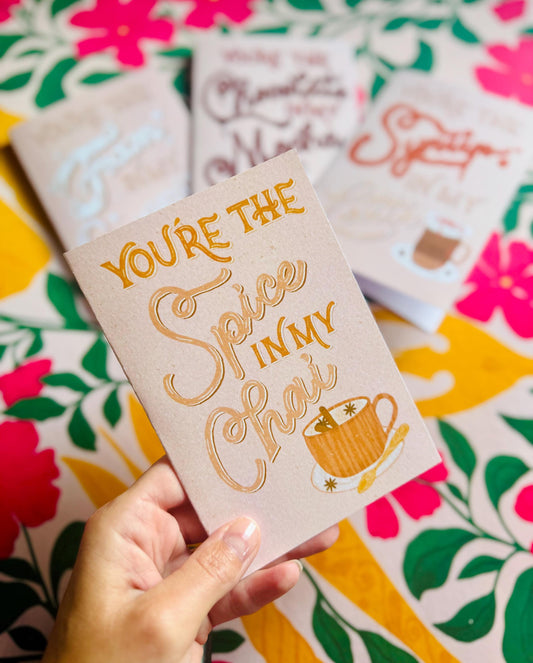 Spice to My Chai Card – Funny Coffee Greeting Card | Chai Card Gift for Birthday & Love Notes