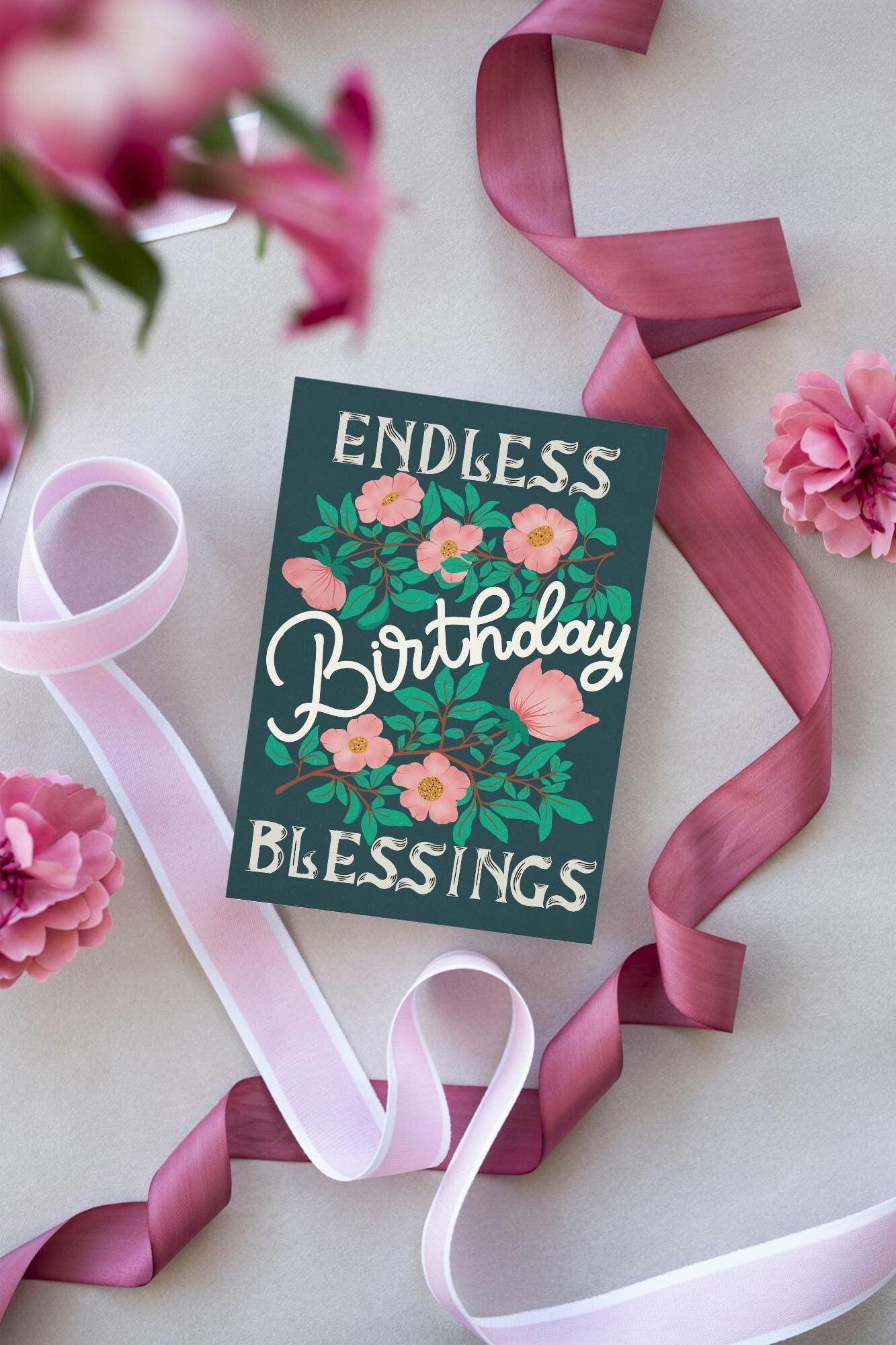 Personalized Floral Birthday Card – Handmade Greeting Gift Unique Birthday Card for Him/Her Wife Mom Dad Husband Daughter Son