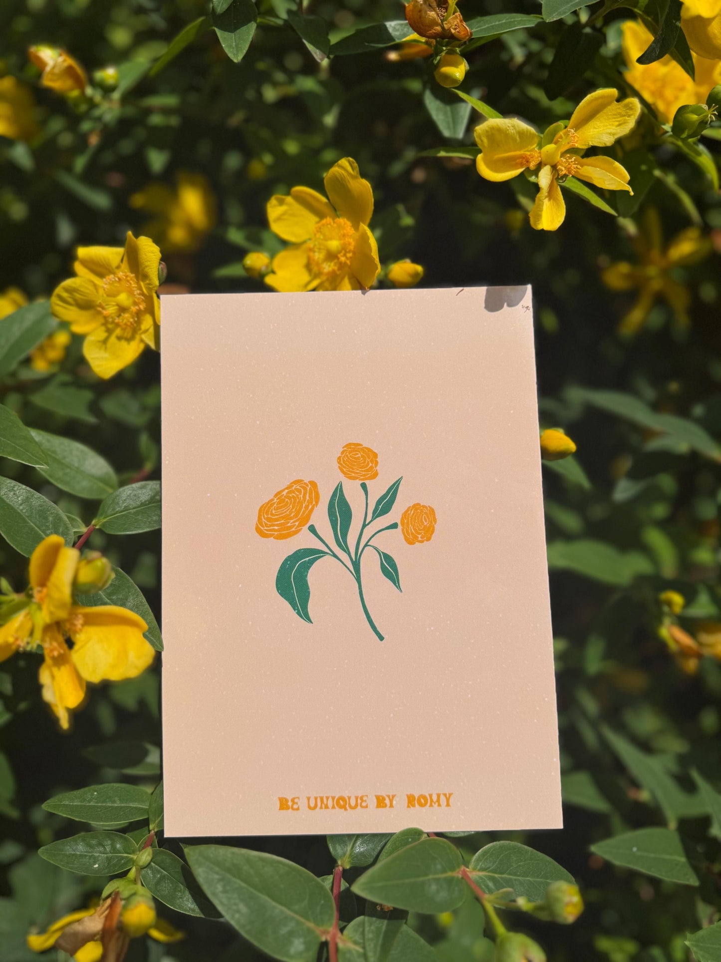 Handmade Blooming With Love Floral Card - Romantic Valentine Greeting Gift with Flowers Illustration for Wife & Husband