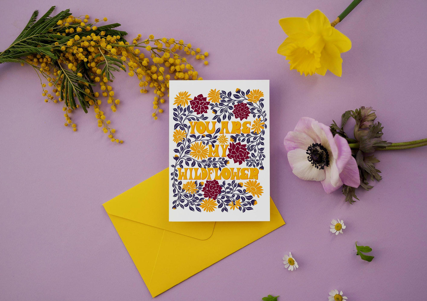 Wildflower Love Card – Romantic Valentine Floral Greeting Gift for Him Her Wife Husband