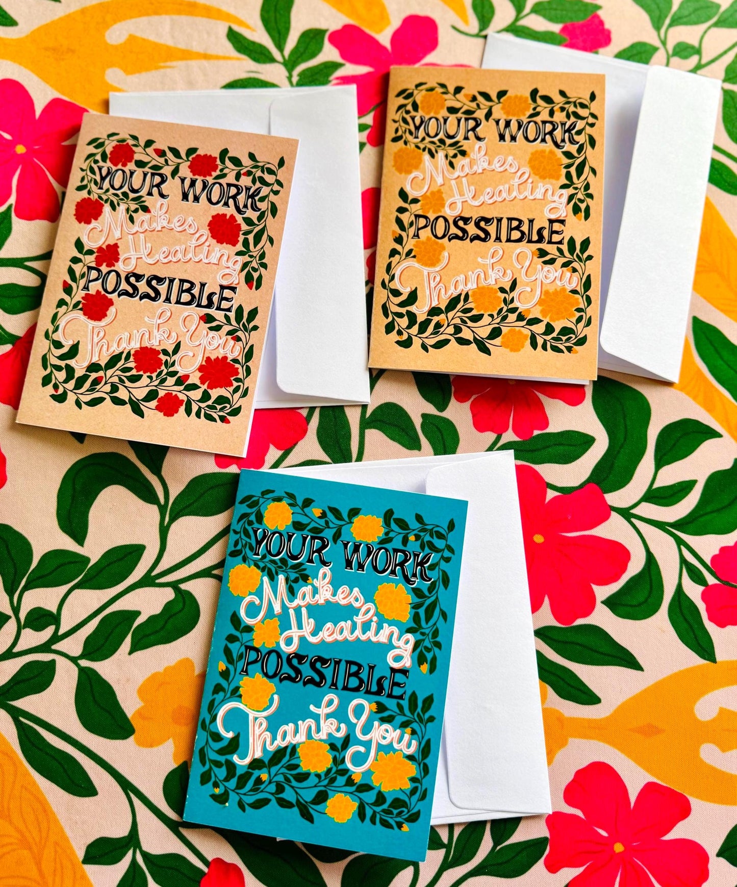 Handmade Thank You Card – Appreciation Quote Floral Greeting Gift for Hospital Staff Healthcare Teams