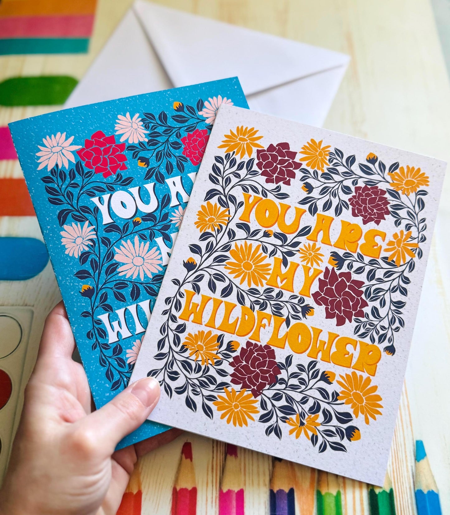 Wildflower Love Card – Romantic Valentine Floral Greeting Gift for Him Her Wife Husband