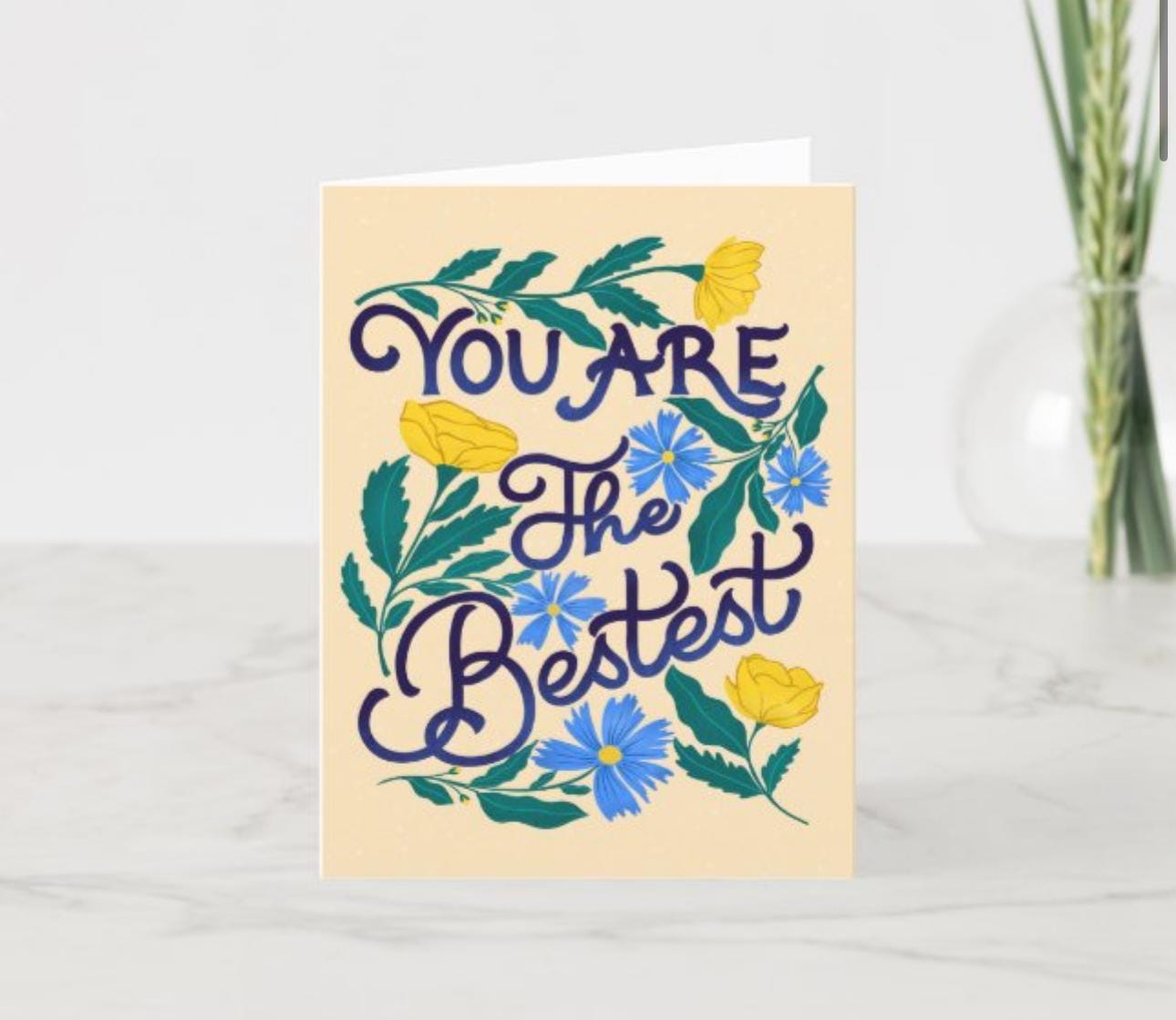 You Are The Bestest – Floral Thank You Card | Appreciation Greeting Gift for Him Her Friend Mom Dad