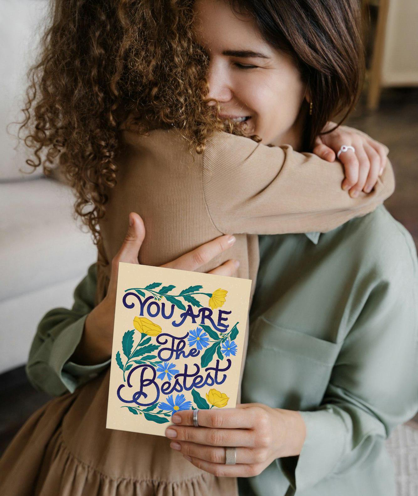 You Are The Bestest – Floral Thank You Card | Appreciation Greeting Gift for Him Her Friend Mom Dad