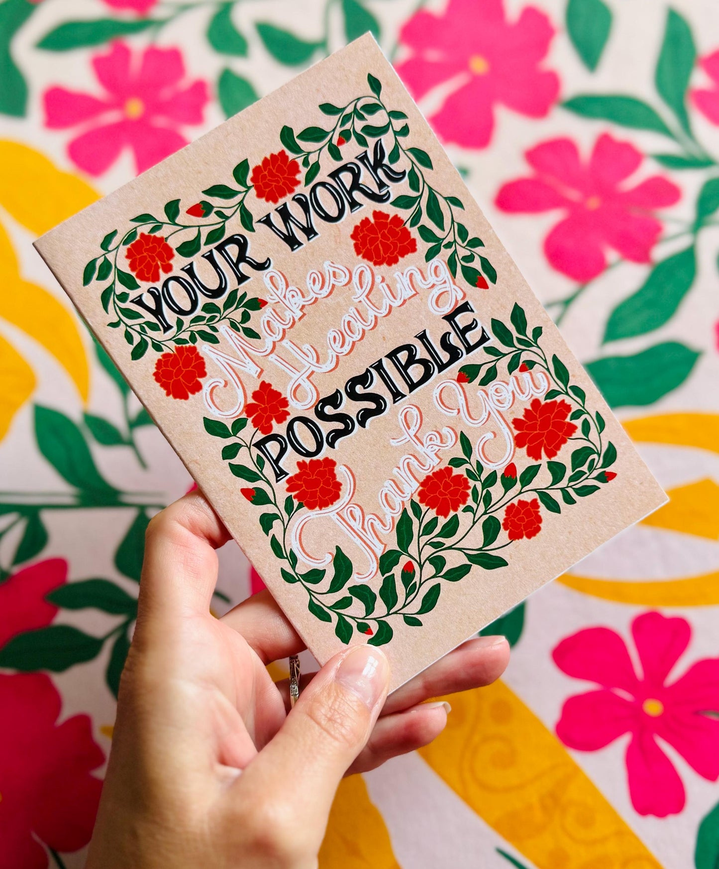 Handmade Thank You Card – Appreciation Quote Floral Greeting Gift for Hospital Staff Healthcare Teams