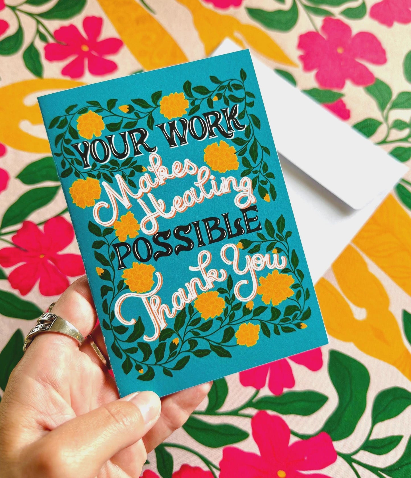 Handmade Thank You Card – Appreciation Quote Floral Greeting Gift for Hospital Staff Healthcare Teams