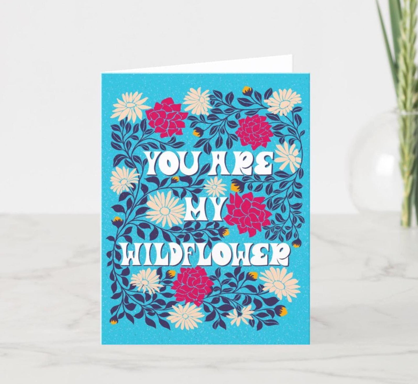 Wildflower Love Card – Romantic Valentine Floral Greeting Gift for Him Her Wife Husband