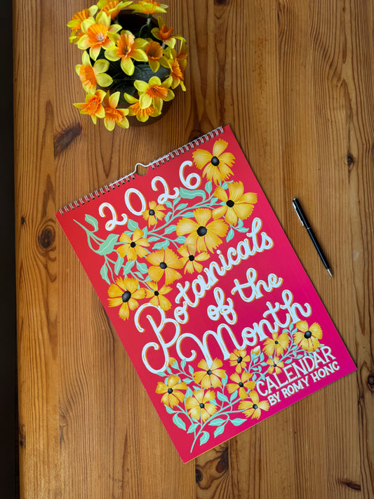 Botanical Floral Wall Calendar 2026 |Monthly Flower Illustrations | Gift for Gardener Friend or Mom