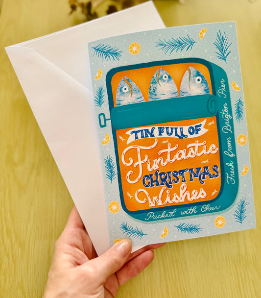 Sardine Tin Christmas Card • Hand-Cut, Unique Shape