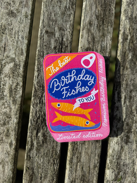 Funny Fish Pun Birthday Card – Sardine Tin Shape, Handmade