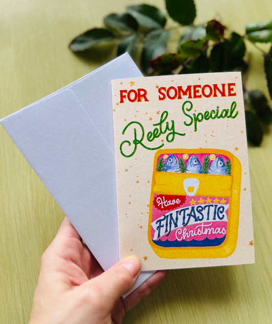 Vintage Sardine Christmas Card | Funny Pun Greeting Card