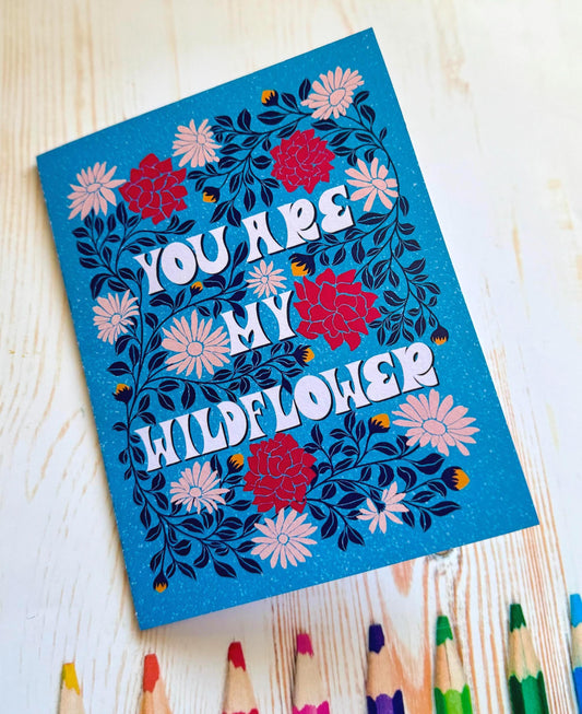 Wildflower Love Card – Romantic Valentine Floral Greeting Gift for Him Her Wife Husband