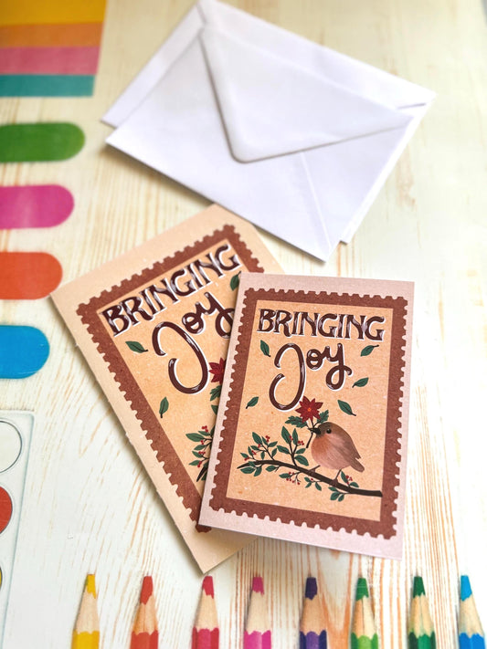 Bringing Joy Nature Card – Handmade Robin Card | Blank Greeting Card for Thinking of You