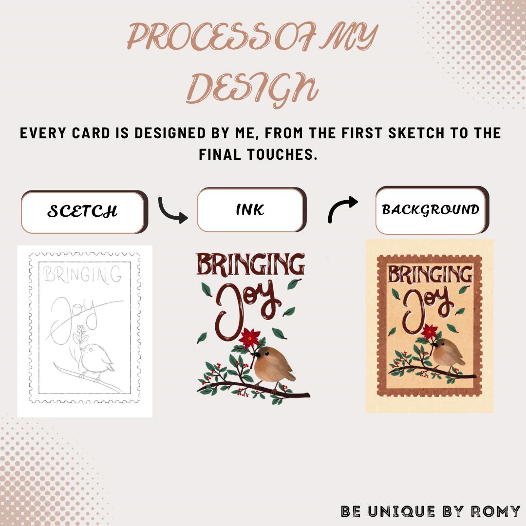 Bringing Joy Nature Card – Handmade Robin Card | Blank Greeting Card for Thinking of You