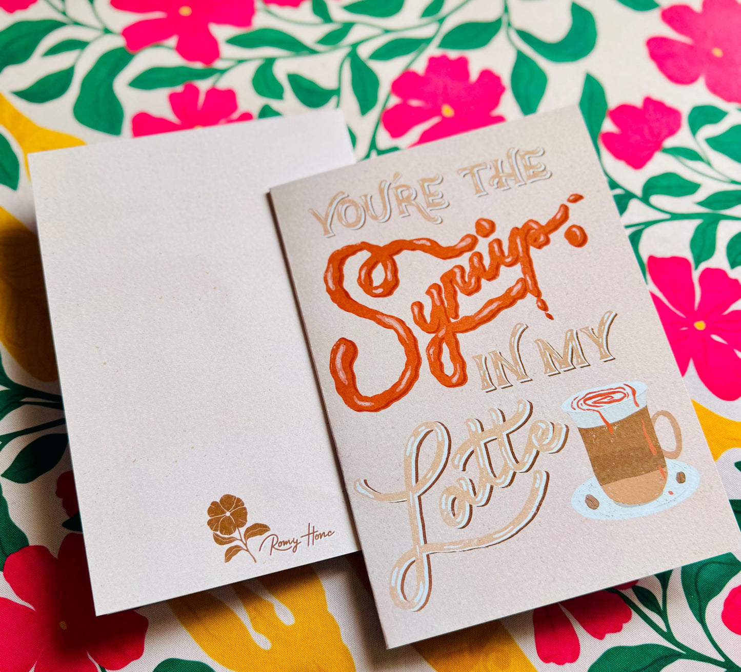 Funny Latte Love Card – Handmade Coffee Cards with Syrup Illustration Greeting Card Gift for Husband Wife Boyfriend Girfriend Birthday