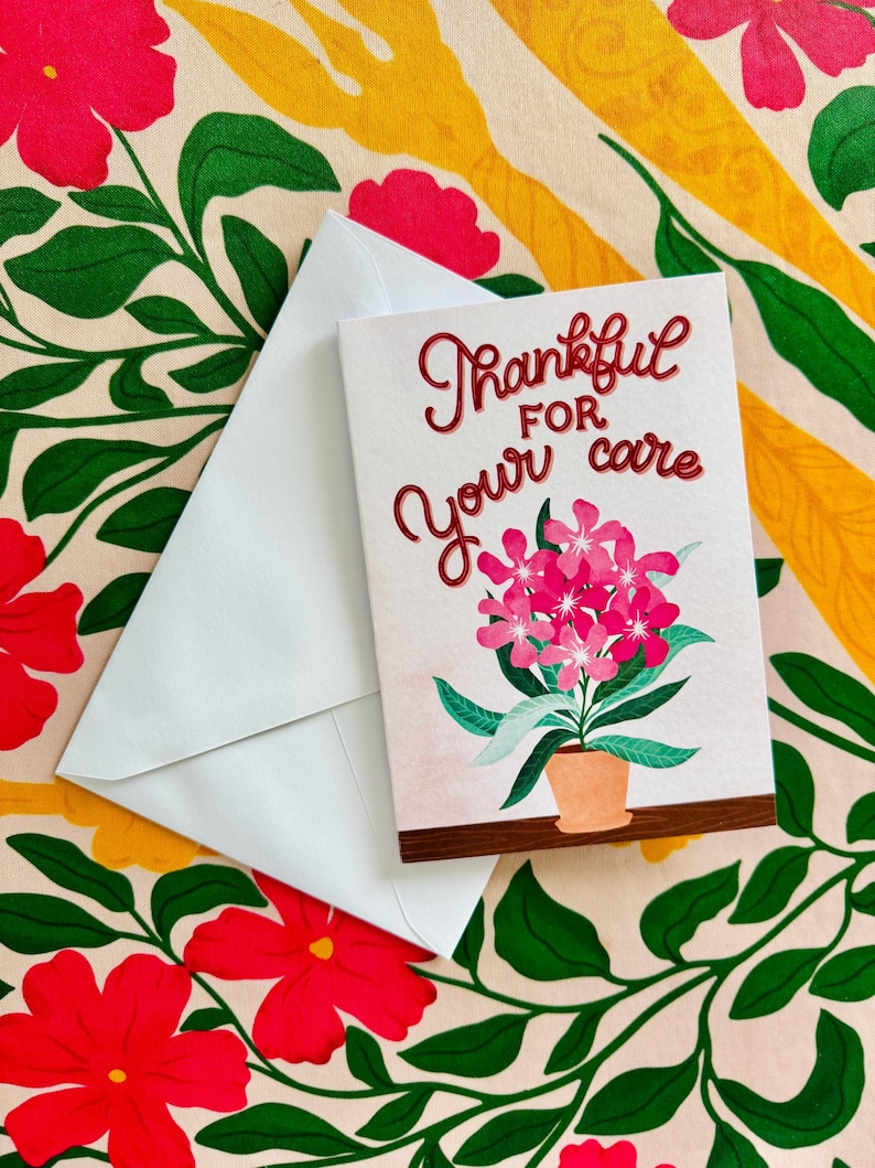 Handmade Thank You Card for Nurse/Doctor – Pink Floral Appreciation Greeting Gift Thankful For Your Care