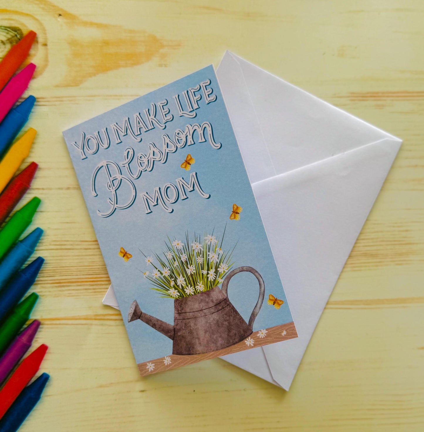 Mother’s Day Card – You Make Life Blossom | Floral Vase Flower Illustration Greeting Gift for Mum
