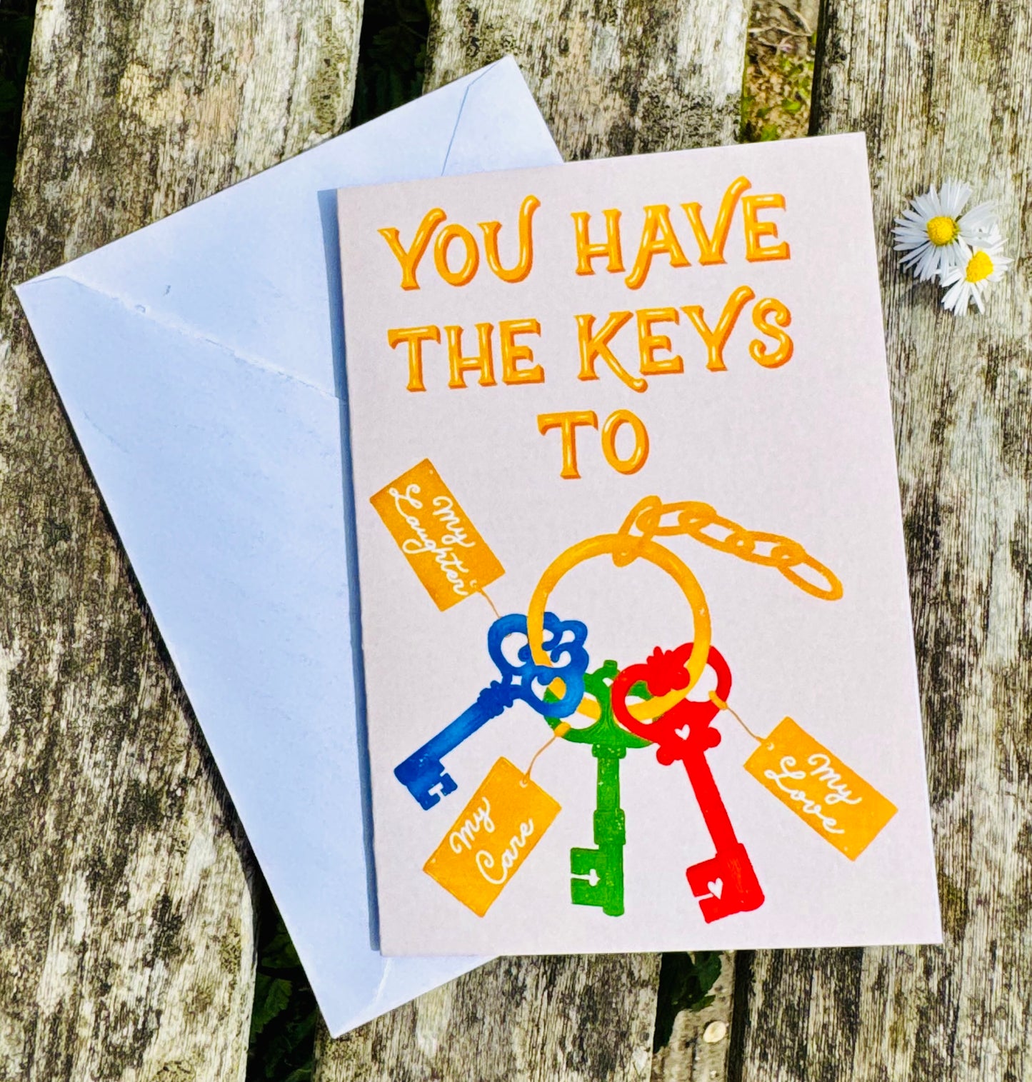 You Have The Keys To My Heart Card – Cute Love Card – Anniversary / Partner Card – Unique Illustrated Card