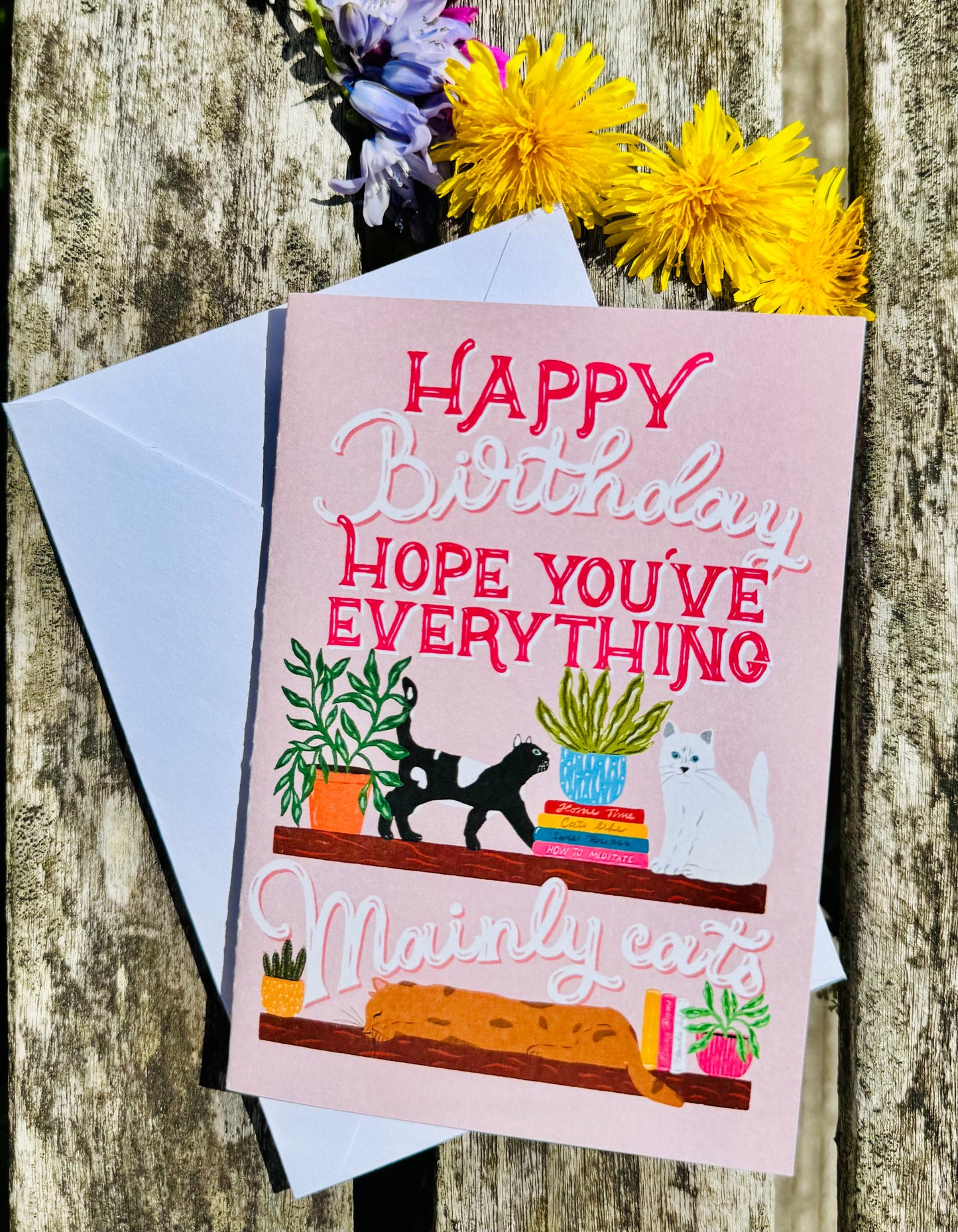 Funny Cat Birthday Card – Cute Illustrated Cats Greeting Card – Cat Lover Birthday Card
