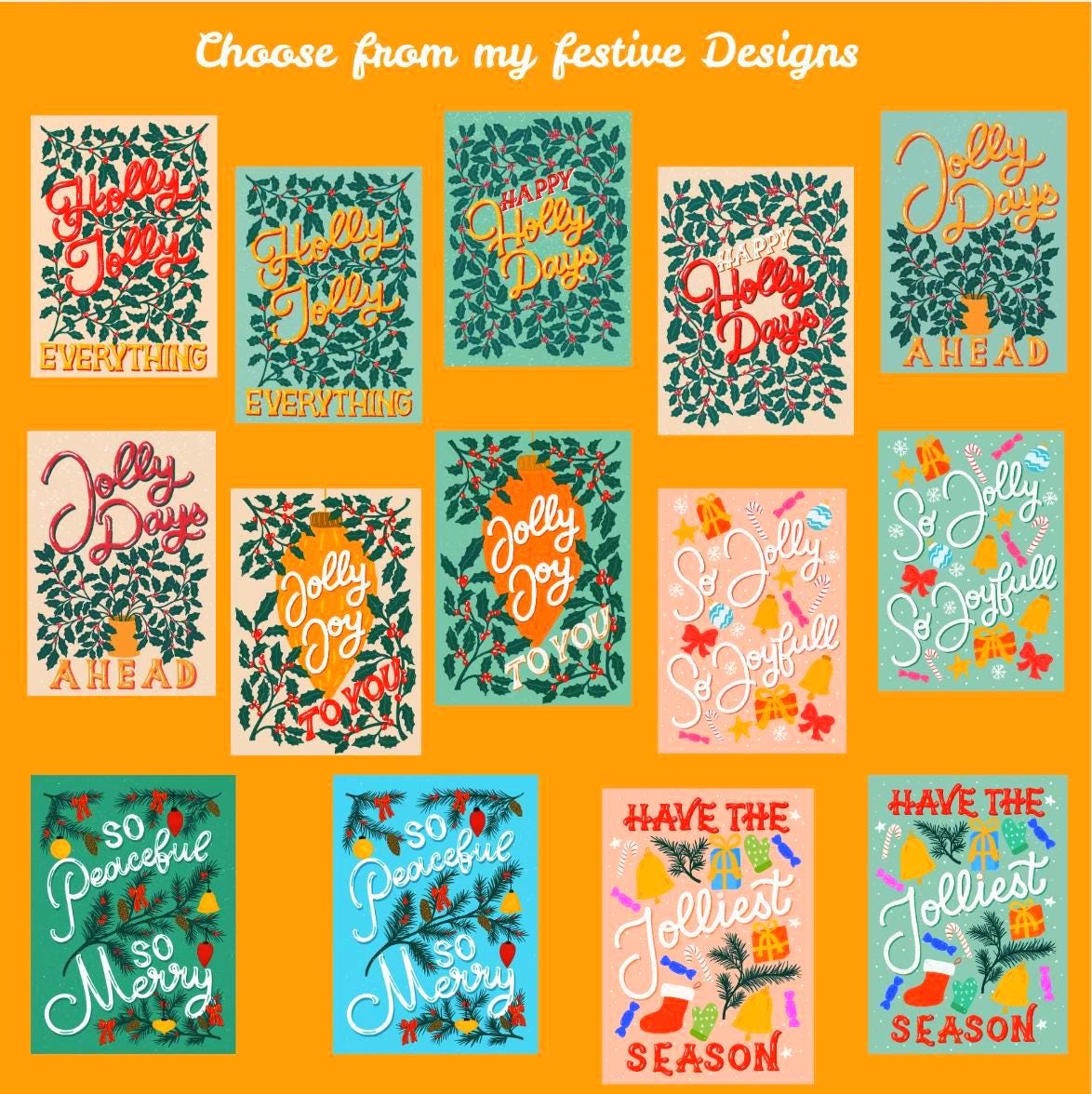 Seasons Greetings from Brighton Christmas Card – O Seaside Illustration, Blank Inside with Envelope