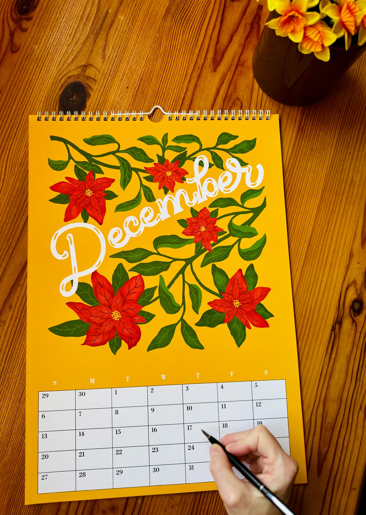 Botanical Floral Wall Calendar 2026 |Monthly Flower Illustrations | Gift for Gardener Friend or Mom