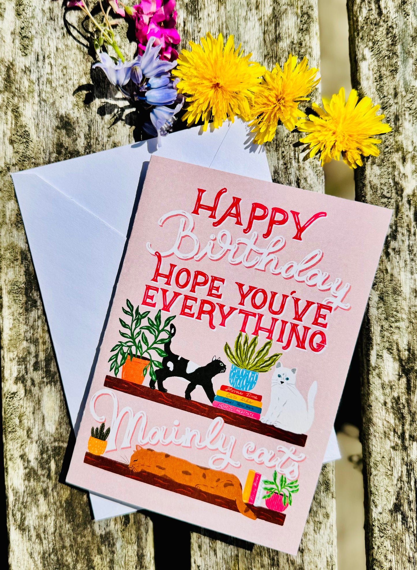 Funny Cat Birthday Card – Cute Illustrated Cats Greeting Card – Cat Lover Birthday Card
