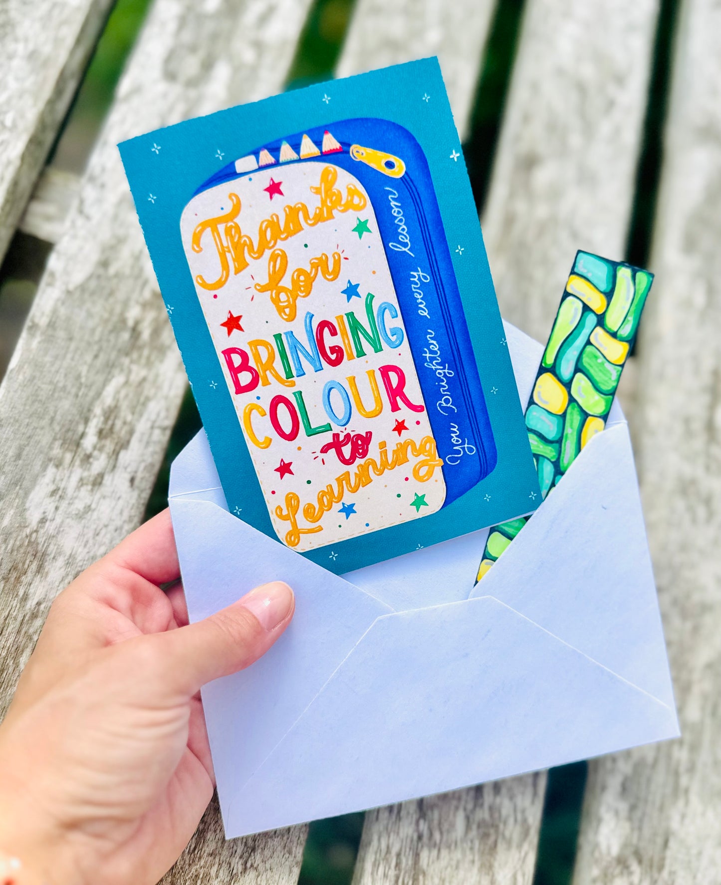 Pencil Case Shaped Card – Thanks for Bringing Colour to Learning | Unique Teacher Gift