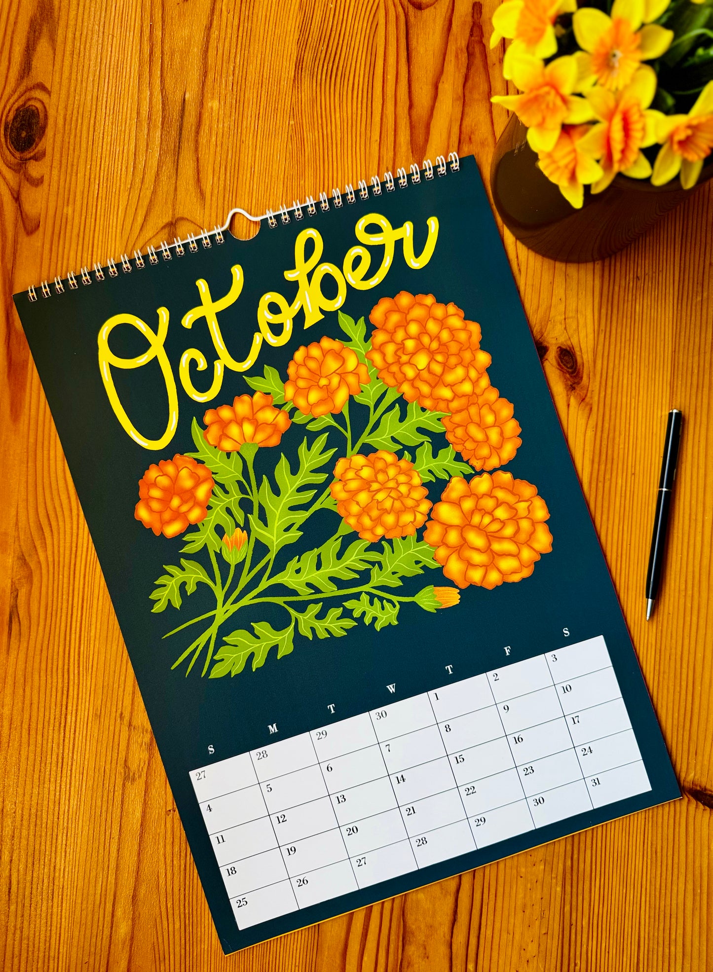 Botanical Floral Wall Calendar 2026 |Monthly Flower Illustrations | Gift for Gardener Friend or Mom