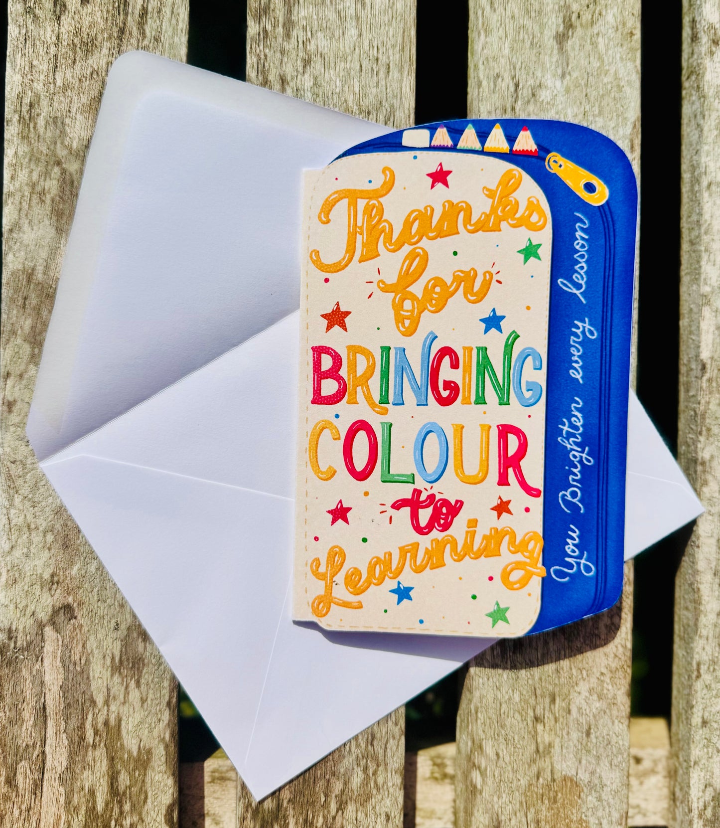 Pencil Case Shaped Card – Thanks for Bringing Colour to Learning | Unique Teacher Gift