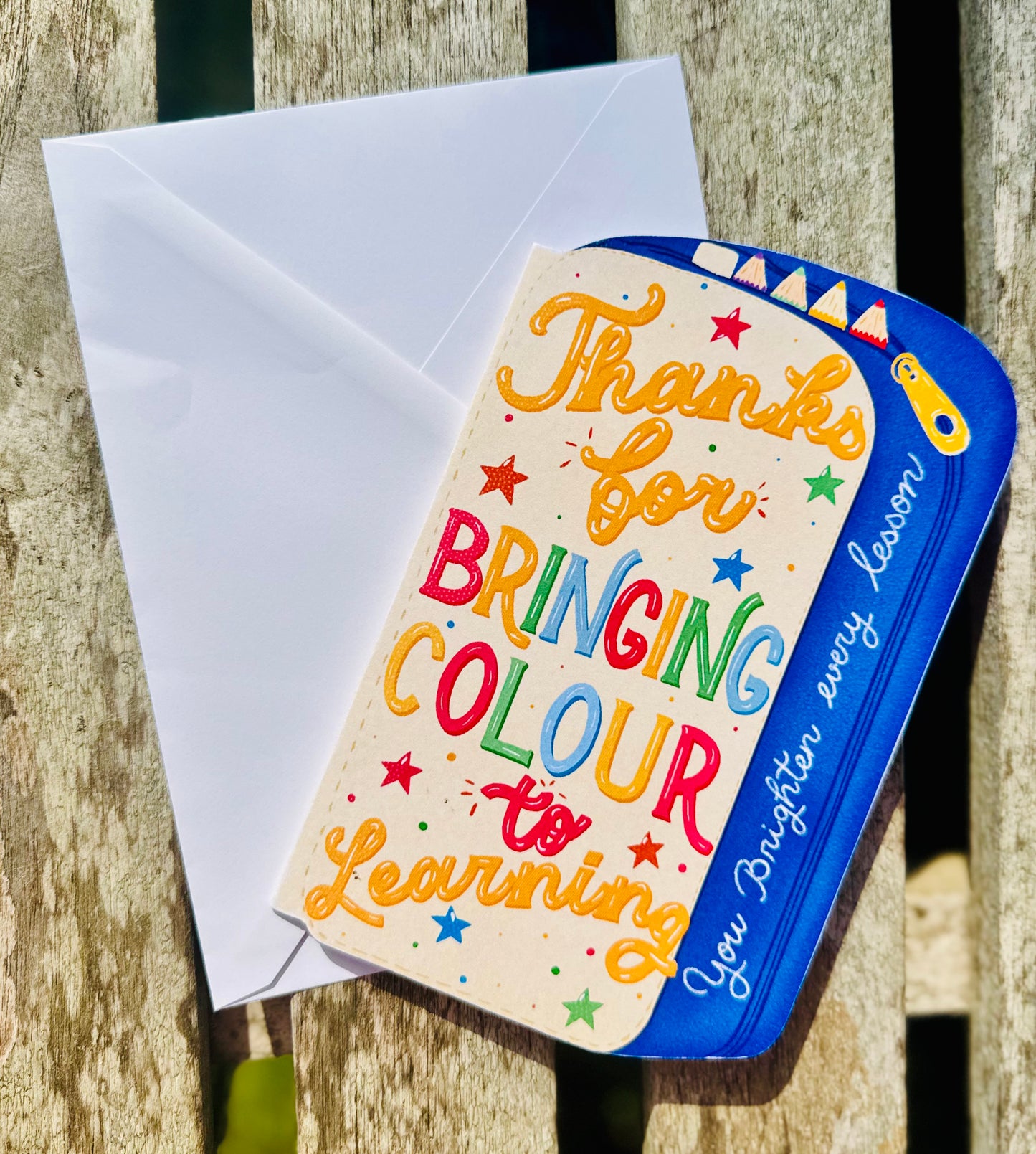 Pencil Case Shaped Card – Thanks for Bringing Colour to Learning | Unique Teacher Gift