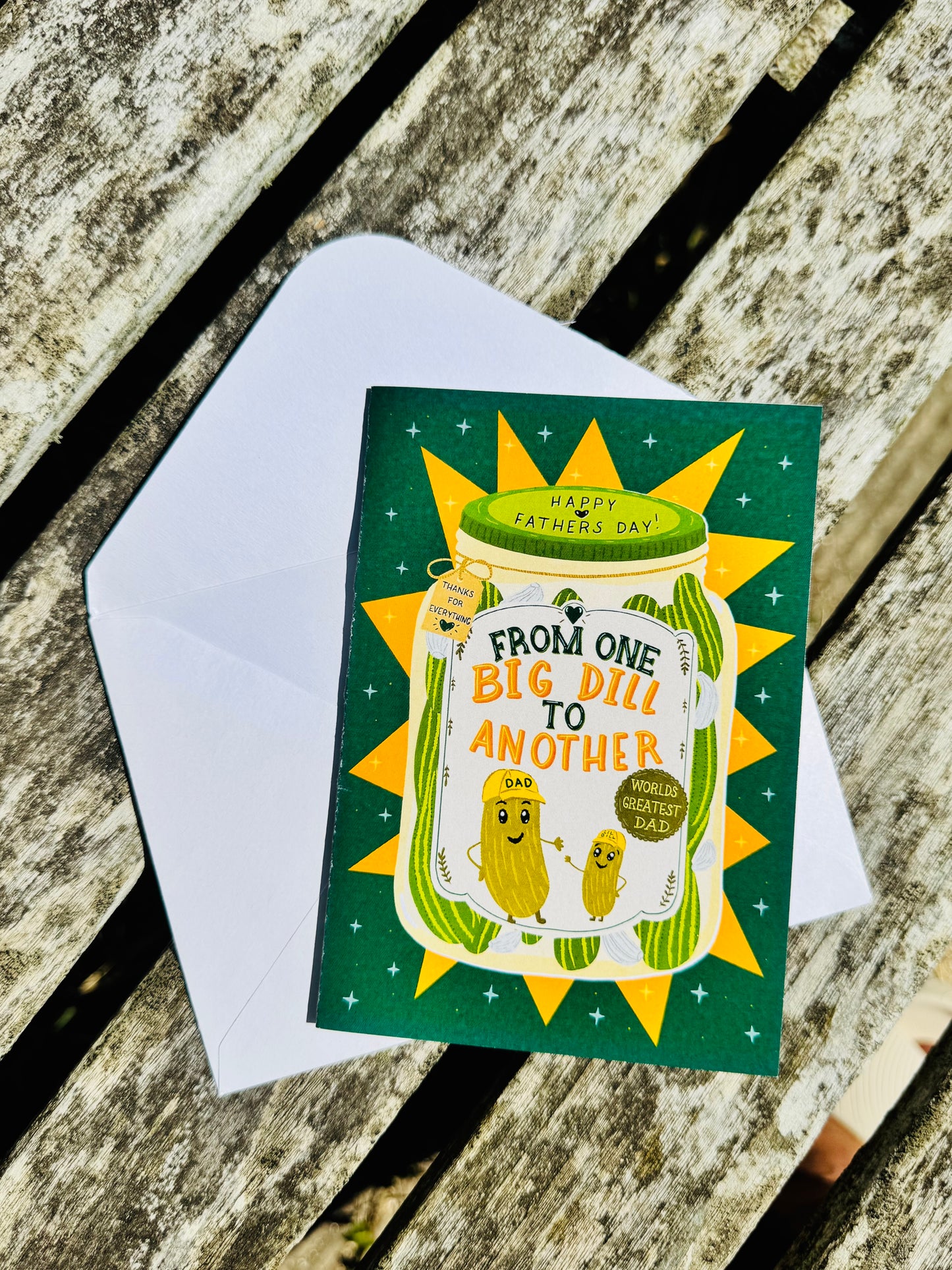 Funny Father's Day Card, Big Dill Card for Dad, Pickle Pun Card, Cute Dad Greeting Card, Blank Inside