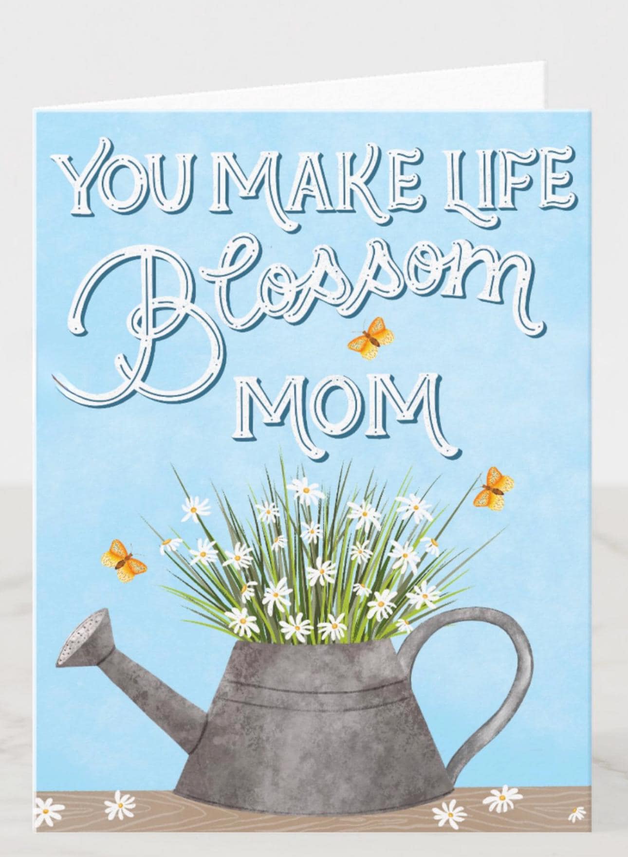 Mother’s Day Card – You Make Life Blossom | Floral Vase Flower Illustration Greeting Gift for Mum