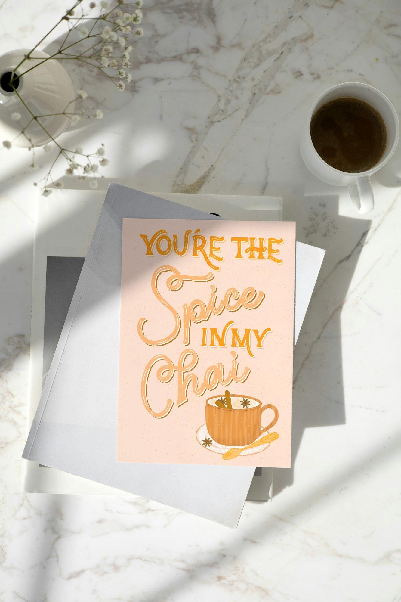 Spice to My Chai Card – Funny Coffee Greeting Card | Chai Card Gift for Birthday & Love Notes