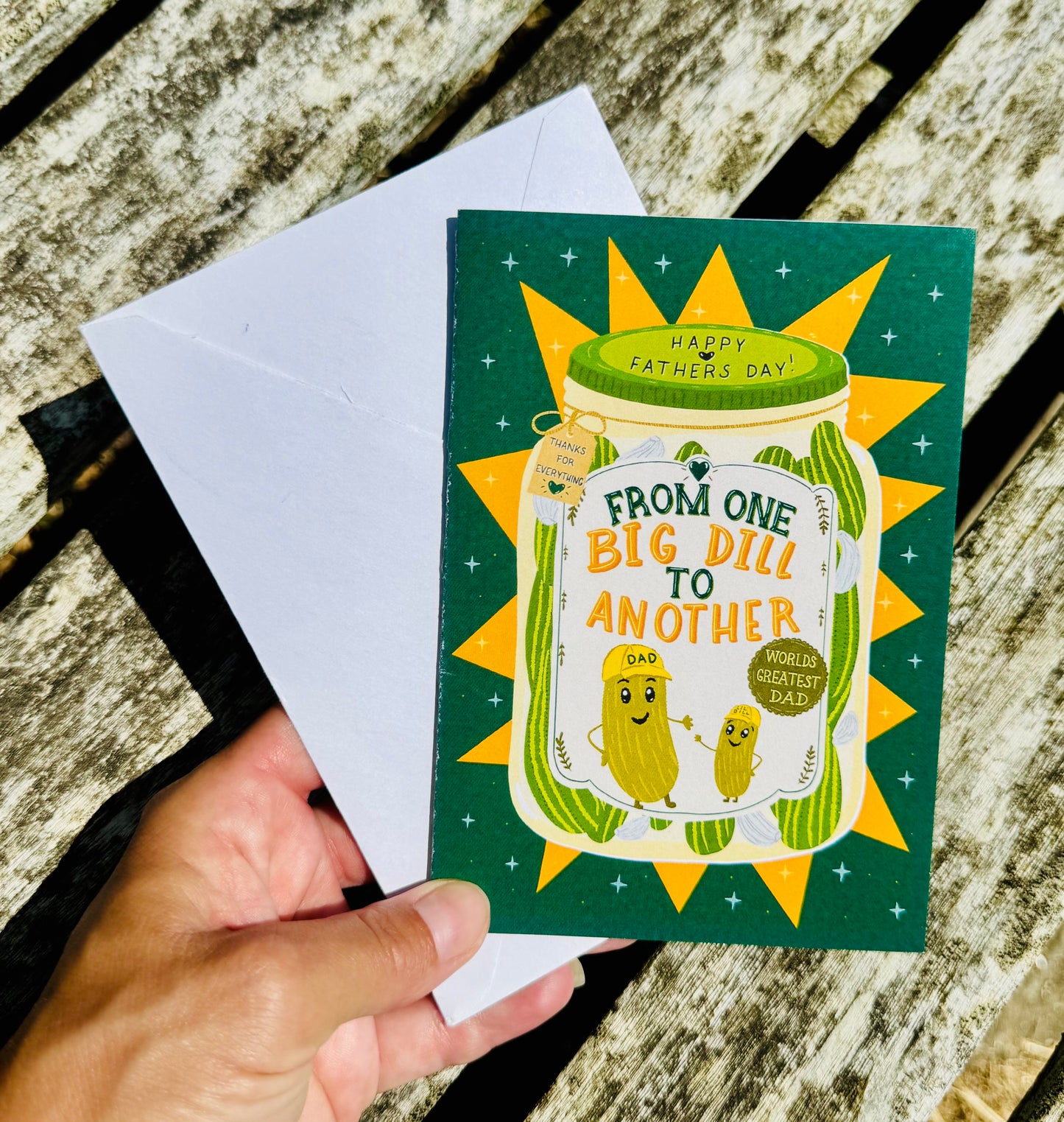 Funny Father's Day Card, Big Dill Card for Dad, Pickle Pun Card, Cute Dad Greeting Card, Blank Inside