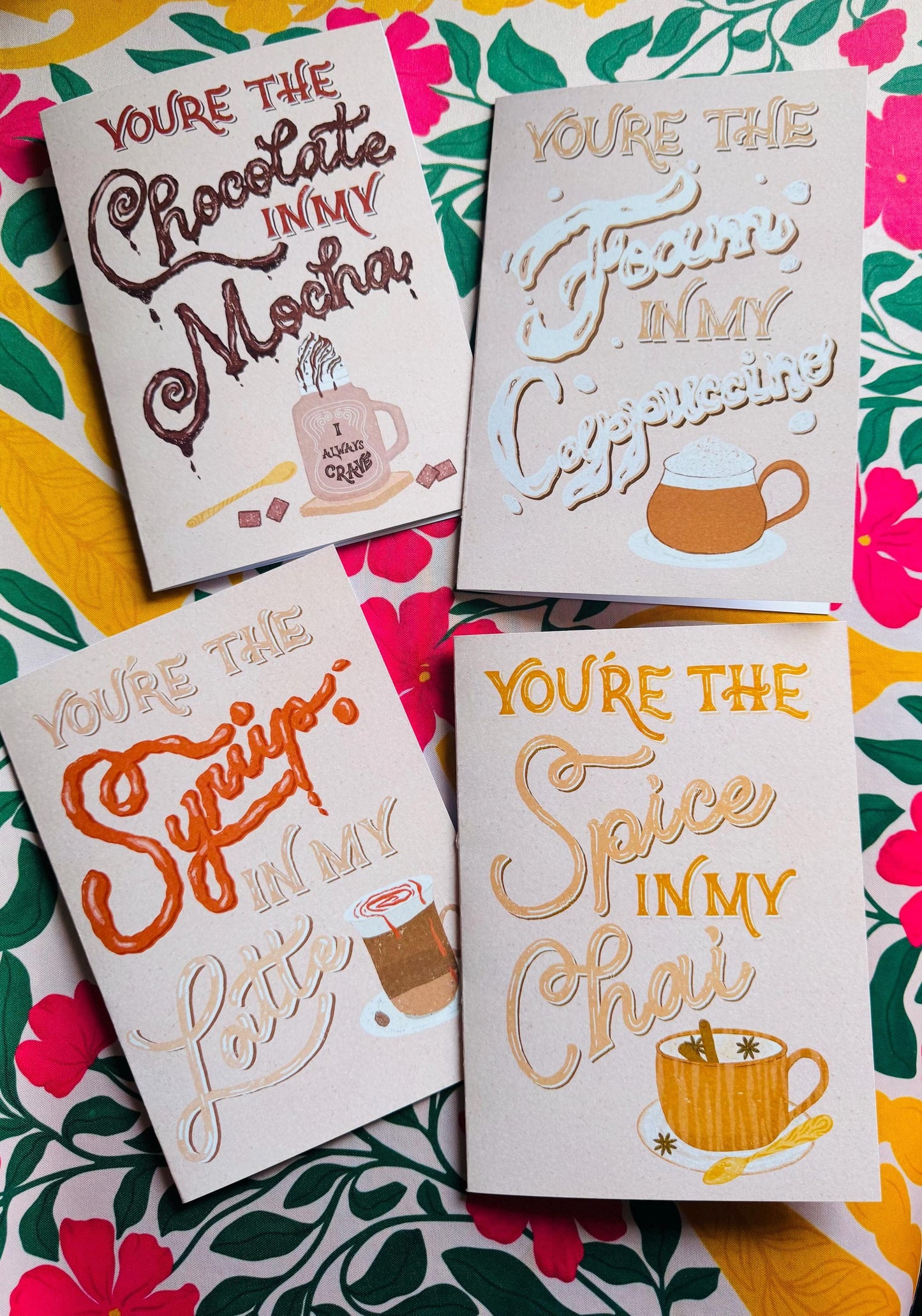 Chocolate Coffee Love Card – Funny Hand-Lettered Greeting Gift for Coffee Lovers | You’re the Chocolate in My Mocha