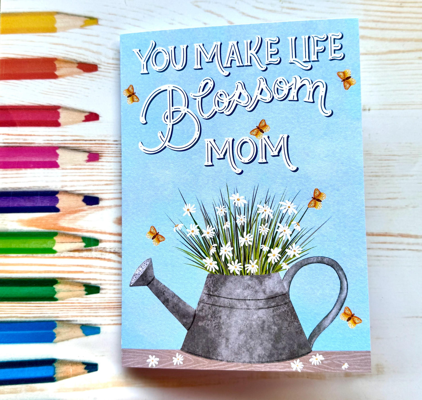 Mother’s Day Card – You Make Life Blossom | Floral Vase Flower Illustration Greeting Gift for Mum