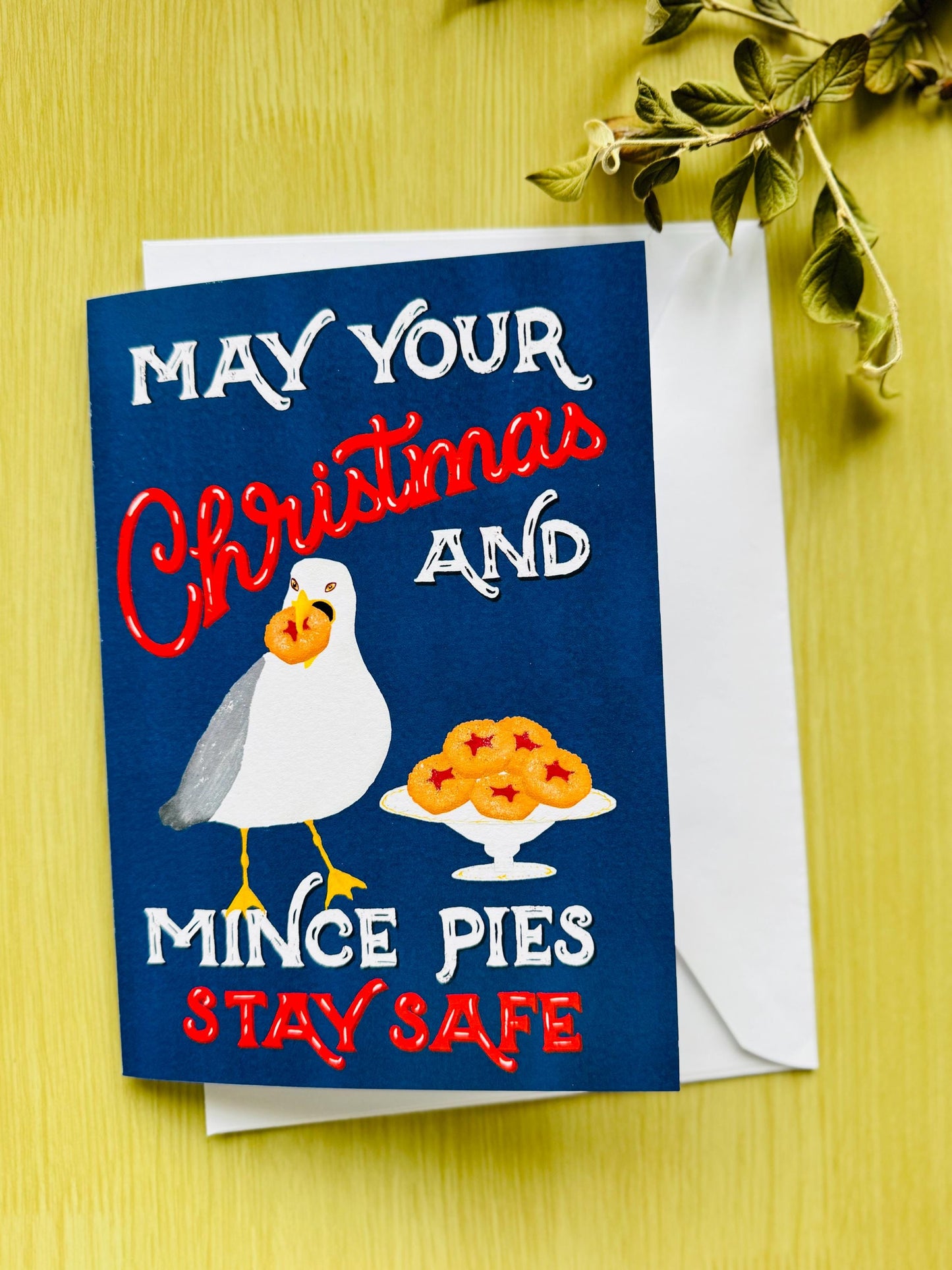 May Your Christmas and Mince Pies Stay Safe – Funny Seagull Christmas Card
