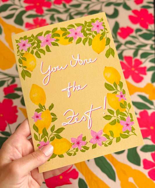 You Are the Zest Lemon Greeting Card – Bright Floral Thank You & Love Message Gift for Him Her or Friend