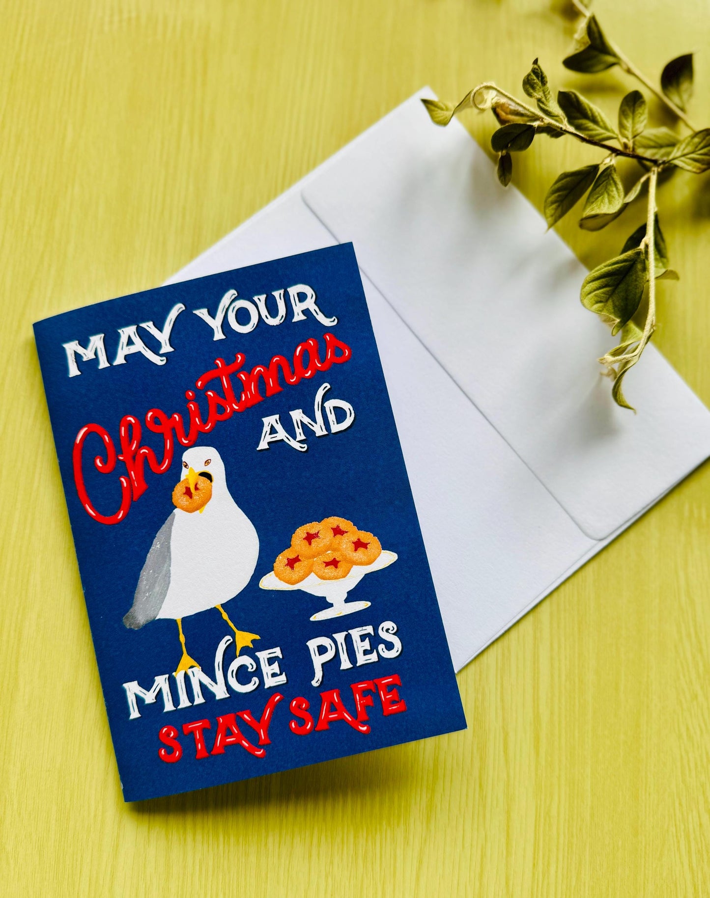 May Your Christmas and Mince Pies Stay Safe – Funny Seagull Christmas Card
