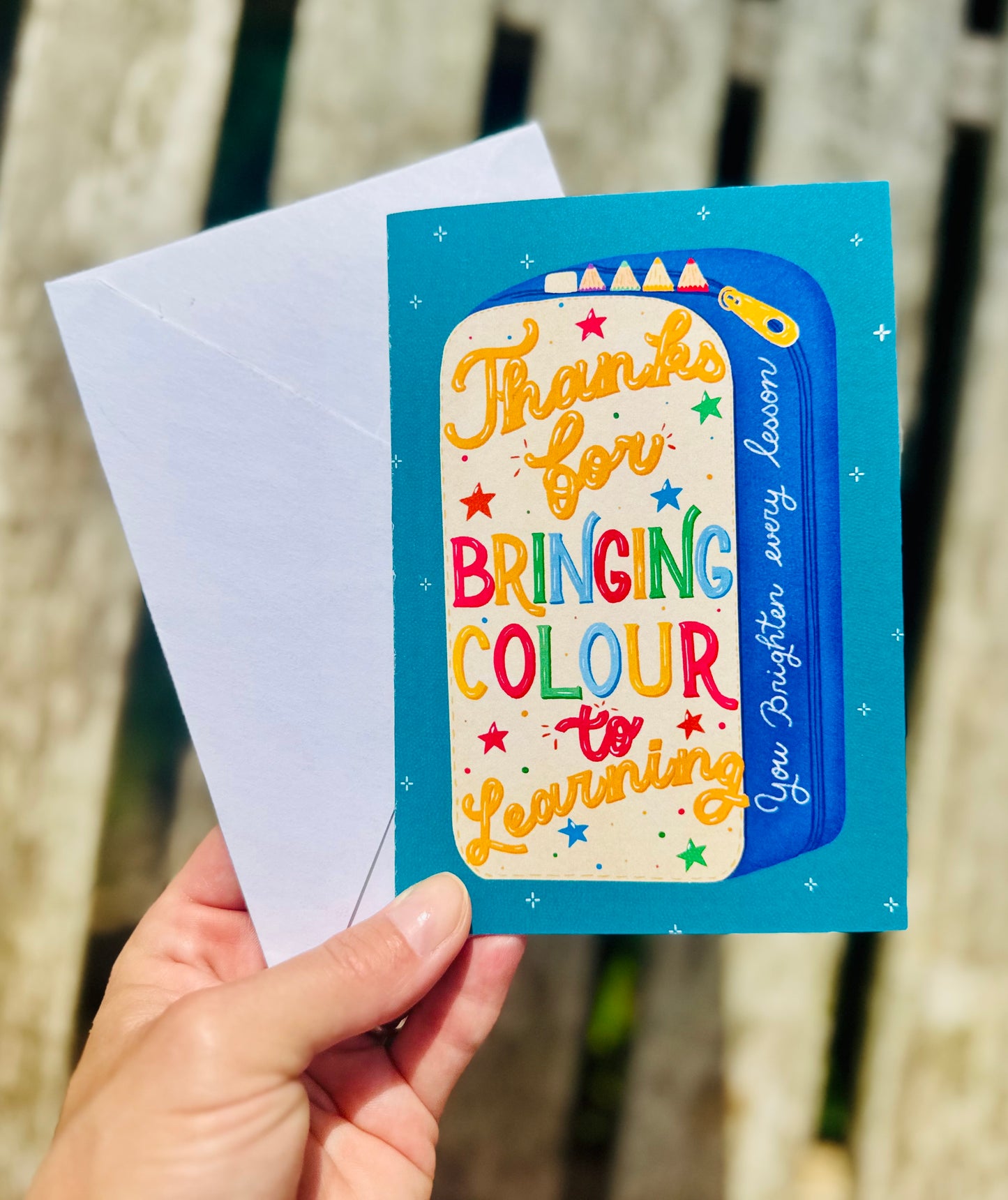 Pencil Case Shaped Card – Thanks for Bringing Colour to Learning | Unique Teacher Gift