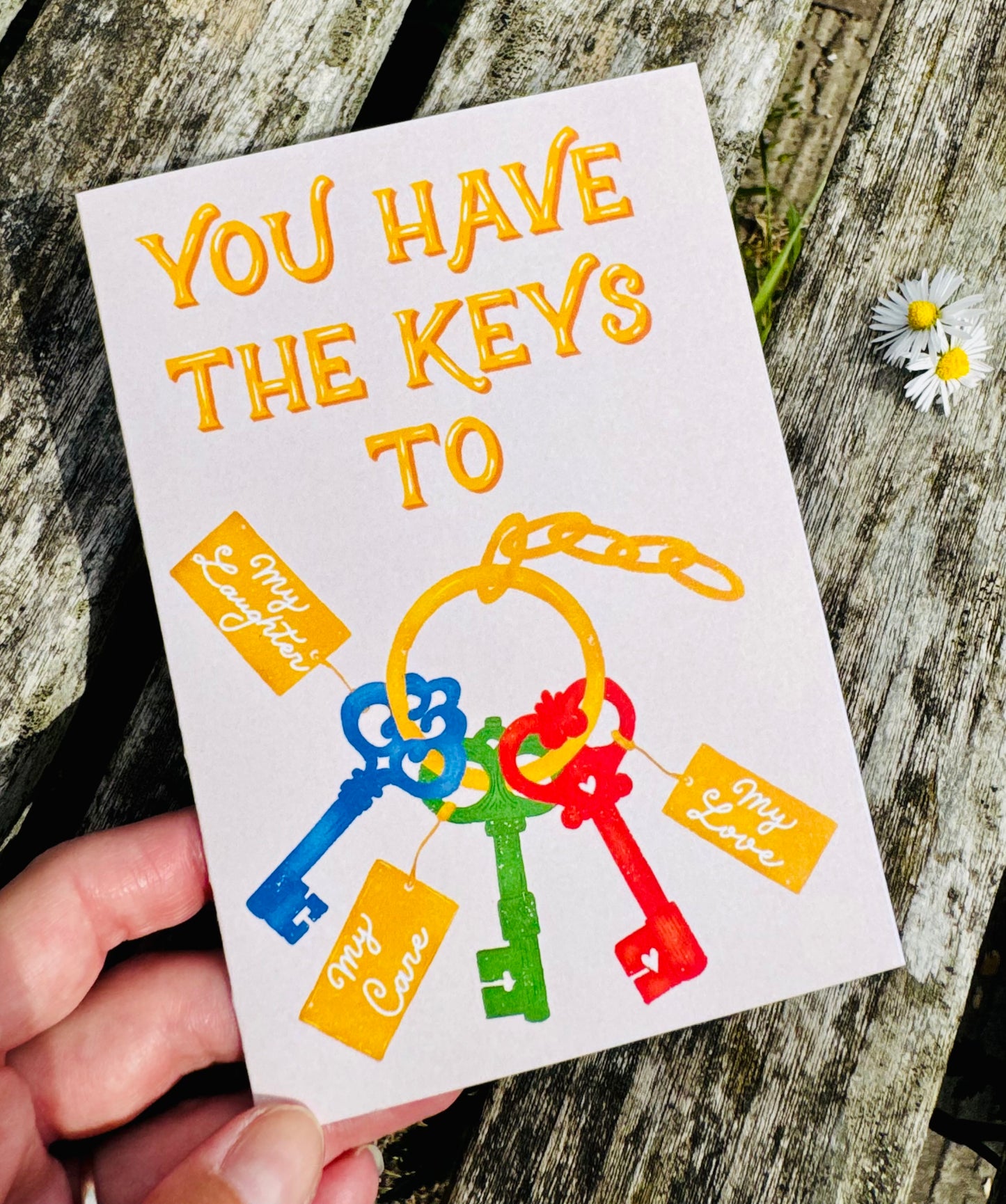 You Have The Keys To My Heart Card – Cute Love Card – Anniversary / Partner Card – Unique Illustrated Card
